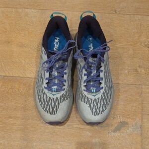 Hoka One One Men's Gray Purple and Teal Sneakers Size 10.5